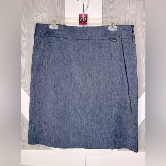 D20.10 TAHARI Arthur S. Levine NAVY TWEED STRAIGHT SKIRT  SZ 14 - Picture 1 of 10
